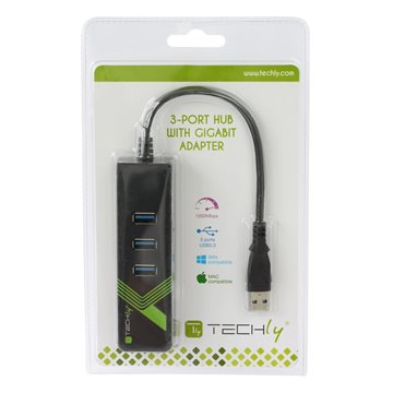 Adattatore Convertitore USB3.2 Ethernet Gigabit con Hub 3 porte