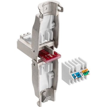 Plug RJ45 Cat.6A Schermato STP Tooless con fermacavo 