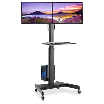 Trolley da Pavimento con Mensola e Porta PC per 2 TV LCD/LED/Plasma 13-32"