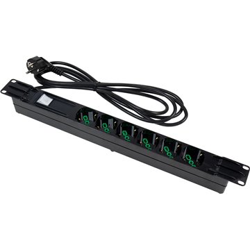 Multipresa 6 Posti da Rack 19" Cavo 3 metri Spina Schuko Angolata 1U