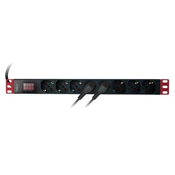 Multipresa 8 Posti da Rack 19" con Misuratore Voltaggio e Amperaggio Spina Italiana 1U