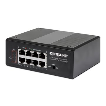 Switch Ethernet Gigabit 8 porte PoE+ con PoE Passante