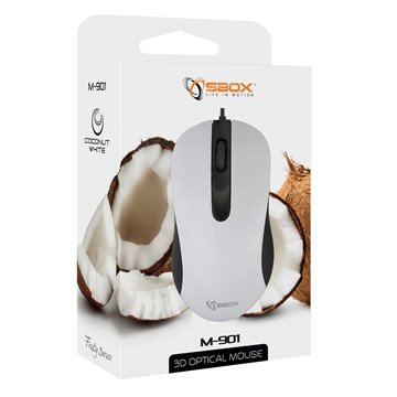 Mouse Ottico USB 1000 Dpi 3D Bianco, M-901