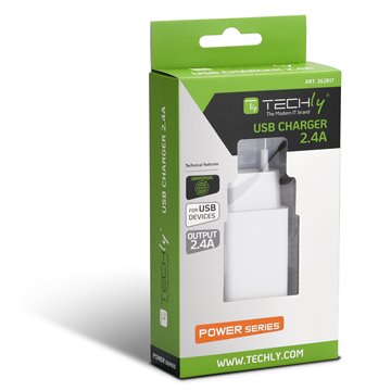 Caricatore Alimentatore USB-A da Muro 5V 2.4A per Smartphone o Tablet