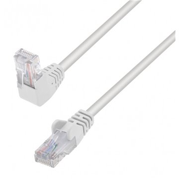 Cavo di Rete Patch Connettore Angolato 90° CCA Cat. 5E UTP 1m Bianco