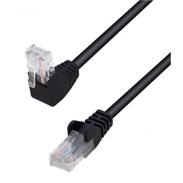 Cavo di Rete Patch Connettore Angolato 90° CCA Cat. 5E UTP 3 metri Nero
