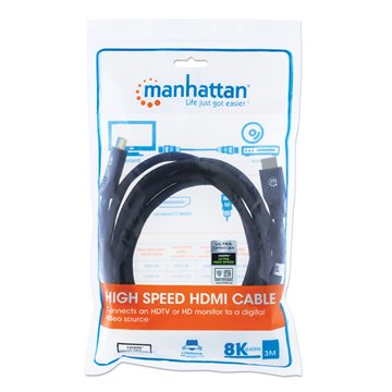 Cavo HDMI con Ethernet ad Altissima Velocità Certificato 8K@60Hz eARC 3 metri