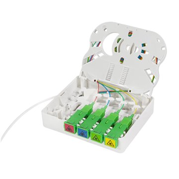 Scatola di Terminazione Ottica di Appartamento (STOA) FTTH 4x SC/APC con Cavo di Installazione da 20m