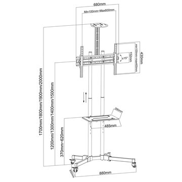 Trolley da Pavimento con Mensola per TV LCD/LED/Plasma 37-70"