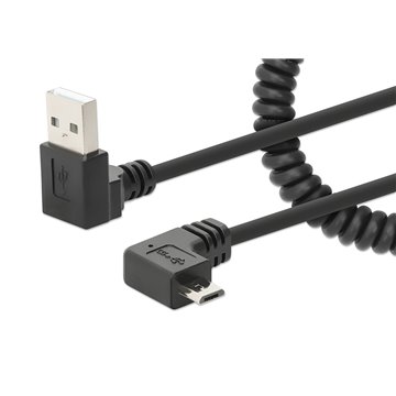 Cavo di Ricarica USB-A a Micro-USB 1m Spiralato Nero