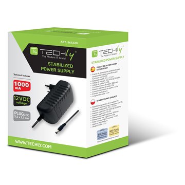 Alimentatore Universale 12V 1000mA Plug 5.5 x 2.1mm Nero