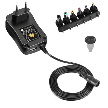 Alimentatore Universale Regolabile 27W AC/DC 3V-12V 2250 mA con 6 Spine DC Porta USB 1A