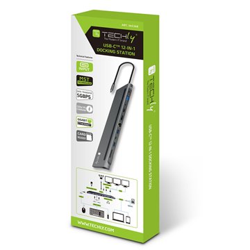 Docking Station 12 in 1 USB-C™ Hub VGA HDMI DP RJ45 con Lettore Micro SD/SD