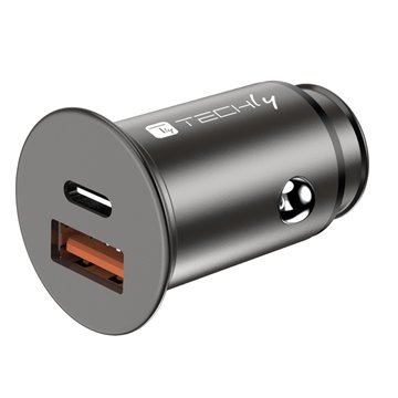Mini Caricatore da Auto USB-A e USB-C™ Ricarica rapida 38W Metallo Nero