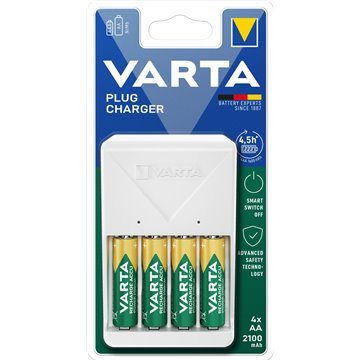 Caricabatterie Compatto a Spina Pocket Charger per 4 pile AA/AAA