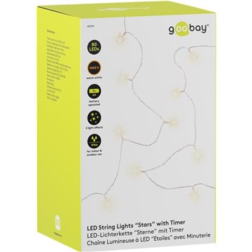 80 Luci LED a Stella IP44 Bianco Caldo a Batteria con Timer