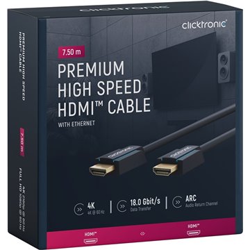 Cavo HDMI High Speed Ethernet A/A M/M 7,5 m Alta Qualità