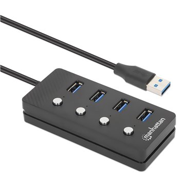 Hub USB 3.2 Gen 1 a 4 porte Type-A con Interruttori per Singola Porta 