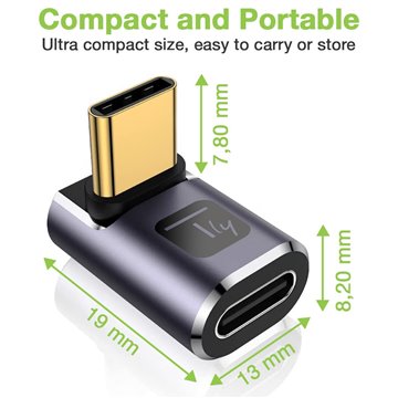 Adattatore USB-C™ Maschio/Femmina Angolato 90° 40Gbps 4K e 8K