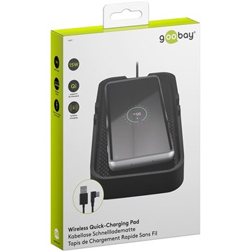 Caricatore Smartphone Qi Wireless da Auto 15W Silicone Nero