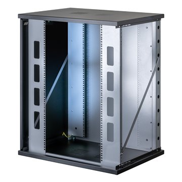 Armadio Rack 19" a Muro 16U P 600mm L 800mm Porta Vetro Nero