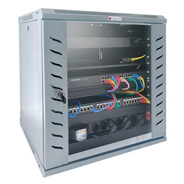 Armadio Rack 19" a Muro 9 Unità P.450 mm Flat Pack Grigio