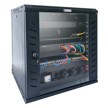 Armadio Rack 19" a Muro 15 Unità P.450 mm Flat Pack Nero