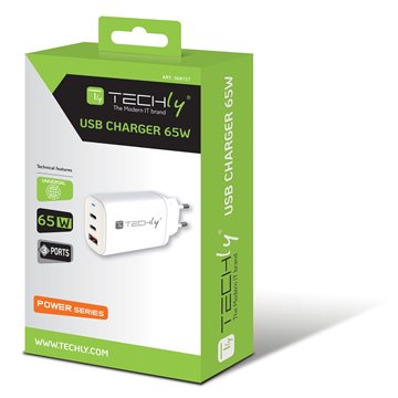 Caricatore Alimentatore 2 porte USB-C™ e 1 USB-A da Muro 65W
