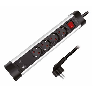 Presa Multipla a 4 vie con Presa USB-C™ PD e USB-A QC per la Ricarica Veloce
