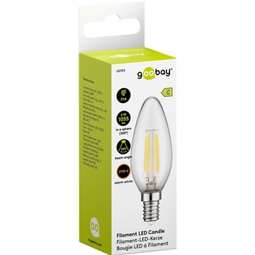 Lampadina LED Candela E14 Bianco Caldo 6W Filamento Classe C