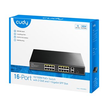 Switch PoE+ 10/100M a 16 Porte con 2GbE e 1 Porta SFP, FS1018PS1