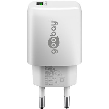 Caricabatterie Ricarica Rapida USB QC 3.0 (18 W) Bianco