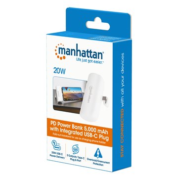Power Bank PD 5000 mAh con Presa USB-C™ Integrata 20W Bianco