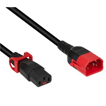 Cavo Prolunga Dual-Lock C14 180° a C13 180° 1m