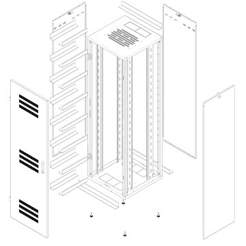 Armadio Rack 19" 600x600 47U per Batterie Fotovoltaico Nero