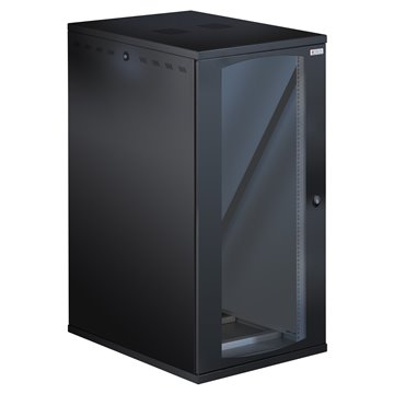Armadio Rack 19" a Muro 22U P 800mm L 600mm Porta Vetro Nero