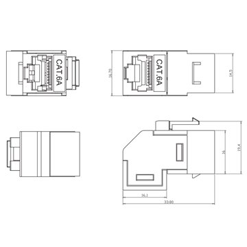 Accoppiatore RJ45 F/F 90° Cat.6A Schermato