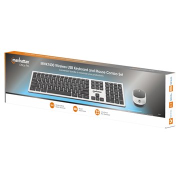 Kit Tastiera e Mouse 1200 Dpi Wireless, MWK7400