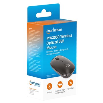 Mouse Ottico Wireless USB 1200 Dpi Nero, MW3050
