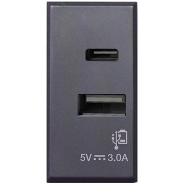 Tekla S44 Caricatore USB-A e USB-C™ 3A 230V Grigio Opaco, 445082USBAC
