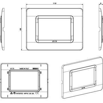 Placca Tecnopolimero S44 3 Moduli Grigio