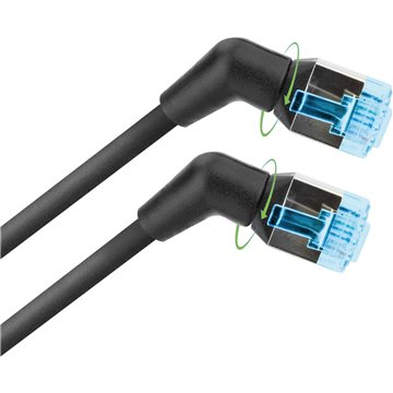 Cavo di rete Patch Slim Angolato 90° Rame TPE Cat. 6A Nero UTP 3 m