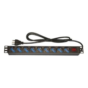 ARMADIO RACK MULTIPRESA 9 PRESE 19 TRIPOLARI/SCHUKO CON INTERRUTORE