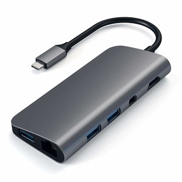 ADATTATORE TYPE C MULTIPORT SPACEGR HDMI4K-MDP4K-3USB3-USBCPOW-GBIT-SD