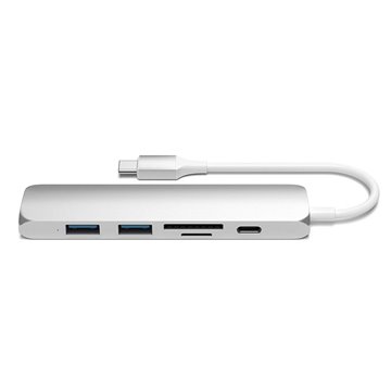 ADATTATORE TYPE C MULTIPORT SILVER HDMI-2USB-USBC 4K SATECHI V2