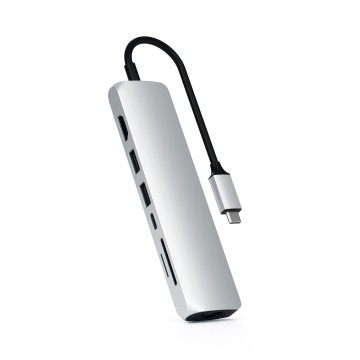 ADATTATORE TYPE C MULTIPORT SILVER PD 60W-HDMI4K-2USB-GBIT-MICROSD