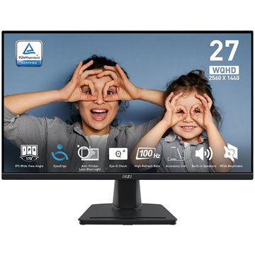 MON 27IPS 2K HDMI2 DP BK MM WQHD MSI PRO MP275Q TILT BLACK 16:9