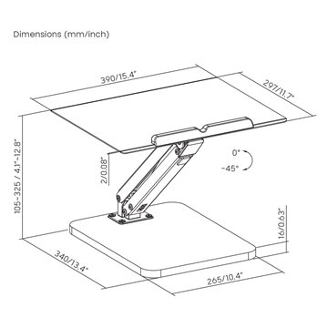 Maclean desk stand for monitor or laptop  gas spring  for standing and sitting work  black  MC-493