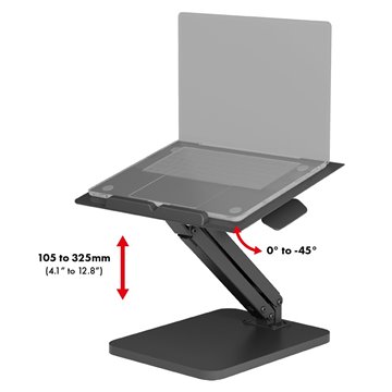 Maclean desk stand for monitor or laptop  gas spring  for standing and sitting work  black  MC-493