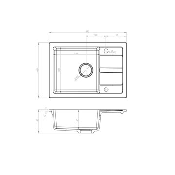 Black sink set with flexi faucet - MAIDSINKS BALI sink (62x44) 1B1D black + Flessi Black Edition faucet